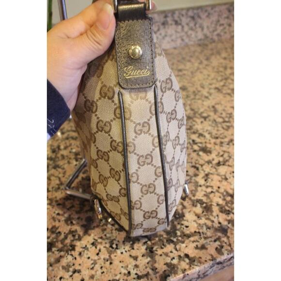 Gucci BROWN beige Medium Abbey D-Ring Hobo Bag - Style 130738 (PU110 - Picture 4 of 14